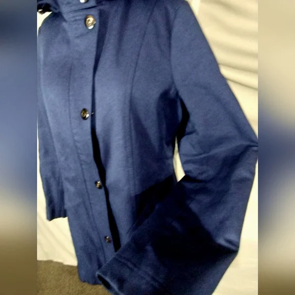 Kristen Blake Winter Jacket Blue Hooded, ZipUp Snaps, Pockets, Insulated Lined,M - Picture 9 of 16